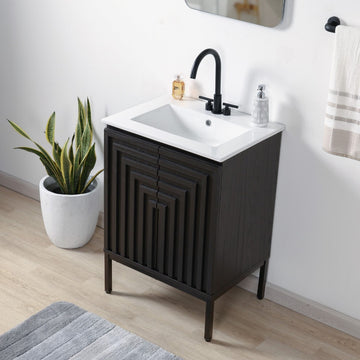 Rowan Geometric Modern Transitional 2-Shelf Bath Vanity Cabinet Only (Sink Basin Not Included)